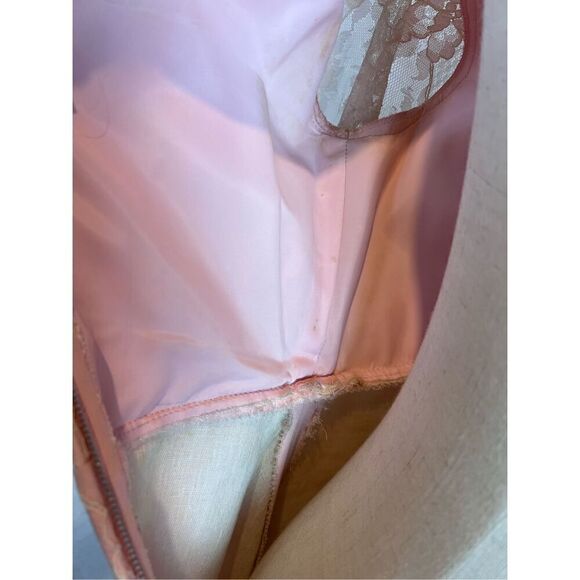Vintage 1960s 1970s Mod Lace Dress Blush Pink - Picture 9 of 11